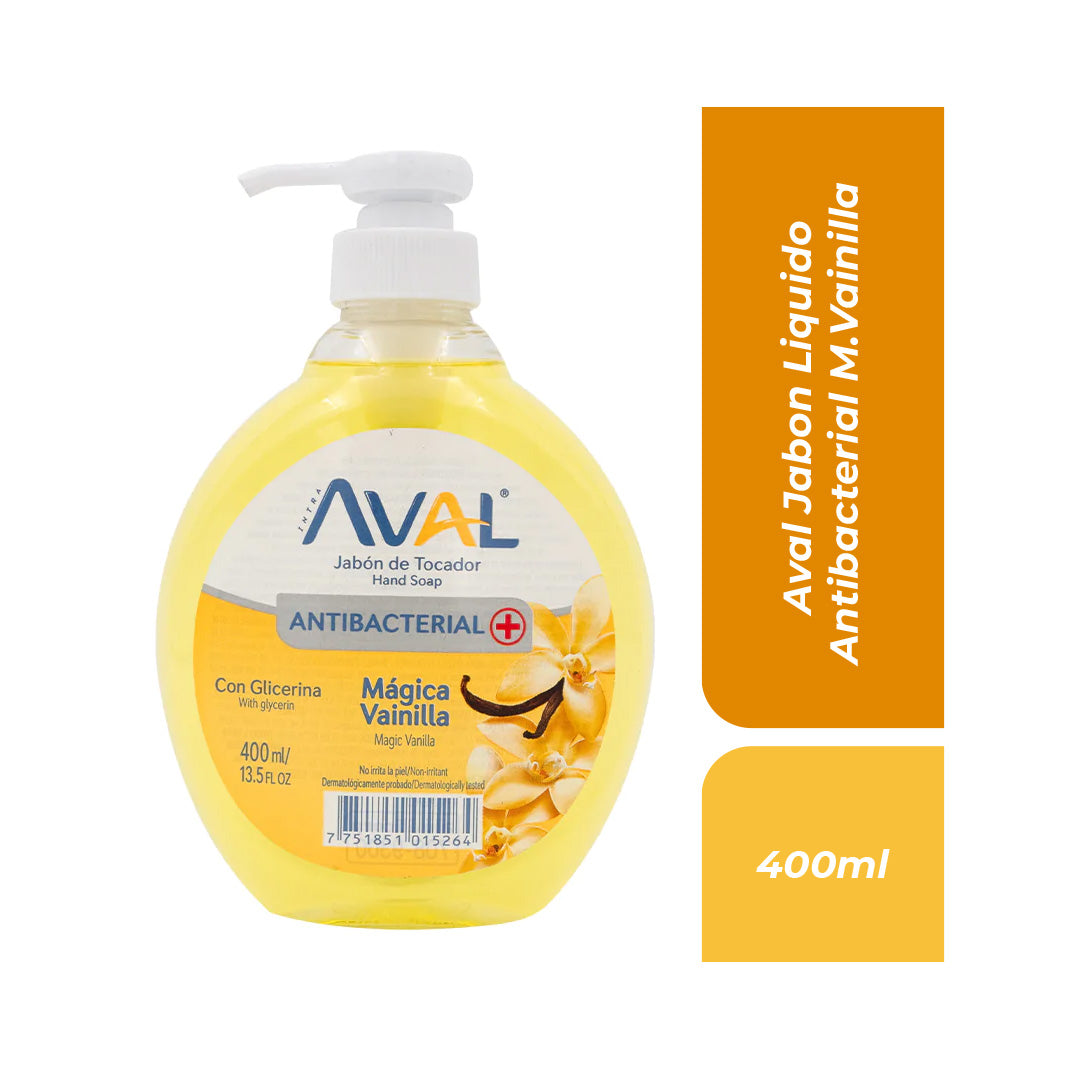 Aval Jabon Liquido Antibacterial M.Vainilla 400ml